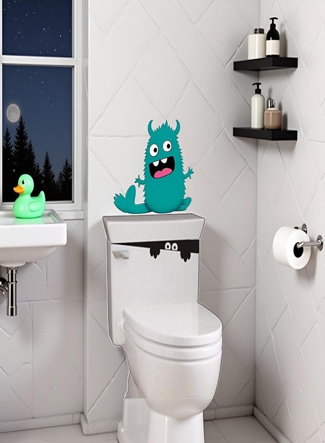 WLngtv Black 3D Toilet Monster Funny Bathroom Seat Decor Removable Sticker Wall Art Decal Toilet Lid Decals,Decals,Bathroom Stickers for Wall,Stickers,Toilet Accessories - Image 5