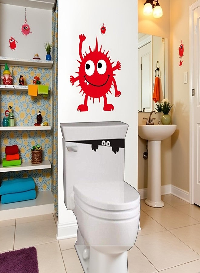 WLngtv Black 3D Toilet Monster Funny Bathroom Seat Decor Removable Sticker Wall Art Decal Toilet Lid Decals,Decals,Bathroom Stickers for Wall,Stickers,Toilet Accessories - Image 4