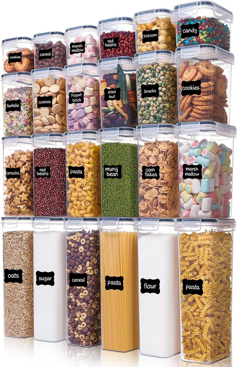 pcs Airtight Food Storage Containers with Lids - BPA Free Plastic Kitchen Canisters for Cereal, Flour, and Sugar - Image 1