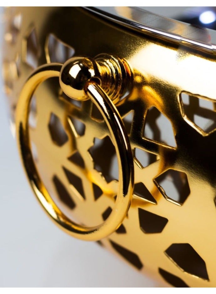 Round Marble Buffet Warmer with Lid and Stand, Luxury Design, Gold - Image 3