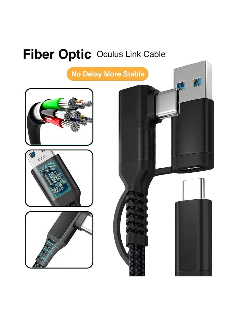 KASTWAVE Link Cable for Oculus Quest 2 19 FT SYOSI 2 in 1 High Speed PC Data Transfer Link Cable Fast Charging USB 3.1 Gen2 to USB C Cable for Virtual Reality Headset and PC Gaming Black Woven - Image 3