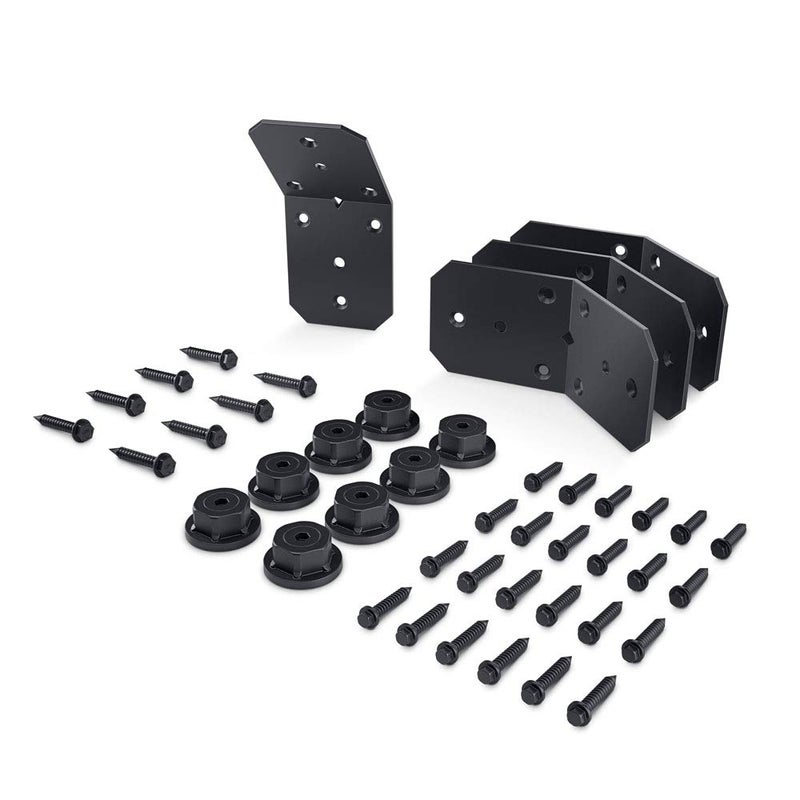 OZCO Ironwood 4 Flush Inside 45 Degree Angle Bracket Black PowderCoated PreGalvanized Steel Decorative Wood Tie Hardware with Matching Timber Screws 4Pack 51768