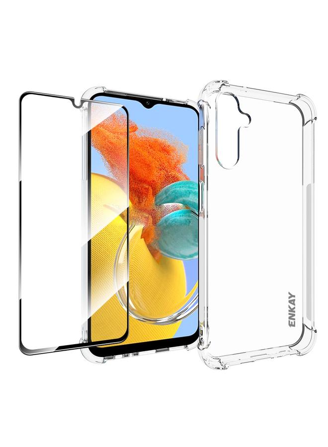 Case For Samsung Galaxy M14 5G Hat-Prince Transparent TPU Shockproof Phone Case with Glass Film