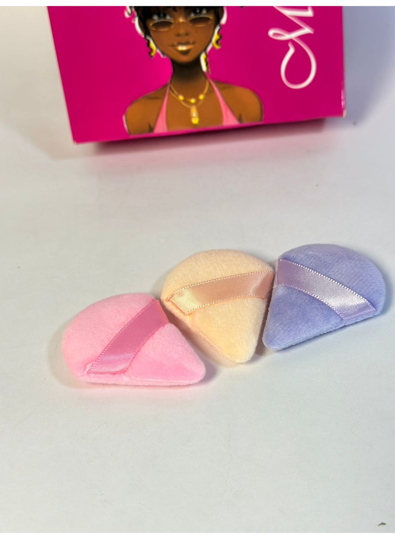 3 Pieces Triangle Powder Puff Face Multicolor Makeup for Loose Powder Soft Body Cosmetic Foundation Sponge Mineral Powder Wet Dry Makeup Tool Multicolour - Image 4