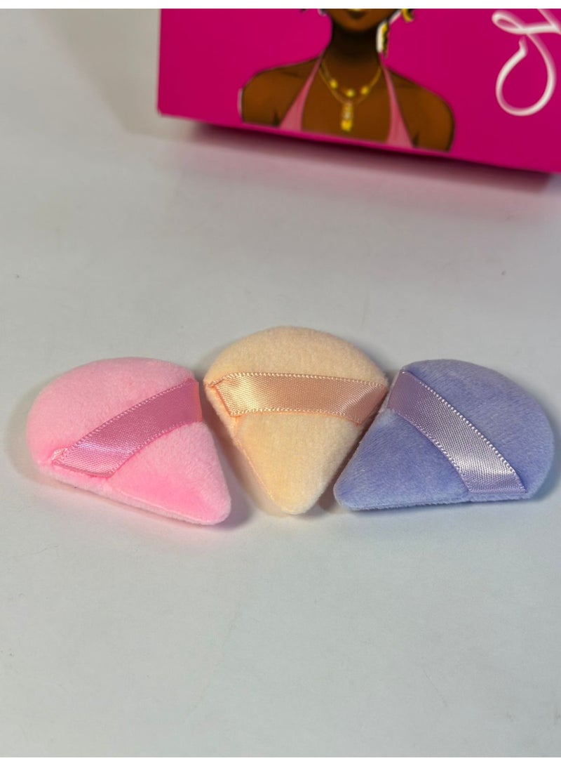 3 Pieces Triangle Powder Puff Face Multicolor Makeup for Loose Powder Soft Body Cosmetic Foundation Sponge Mineral Powder Wet Dry Makeup Tool Multicolour - Image 2