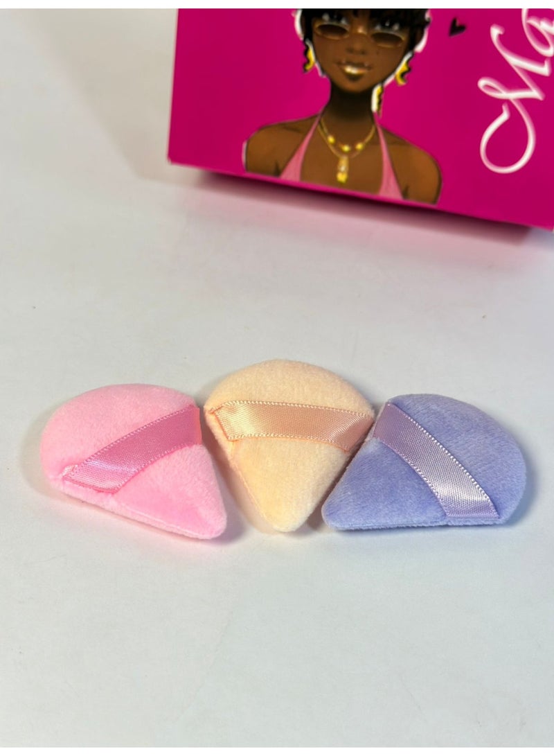 3 Pieces Triangle Powder Puff Face Multicolor Makeup for Loose Powder Soft Body Cosmetic Foundation Sponge Mineral Powder Wet Dry Makeup Tool Multicolour - Image 3