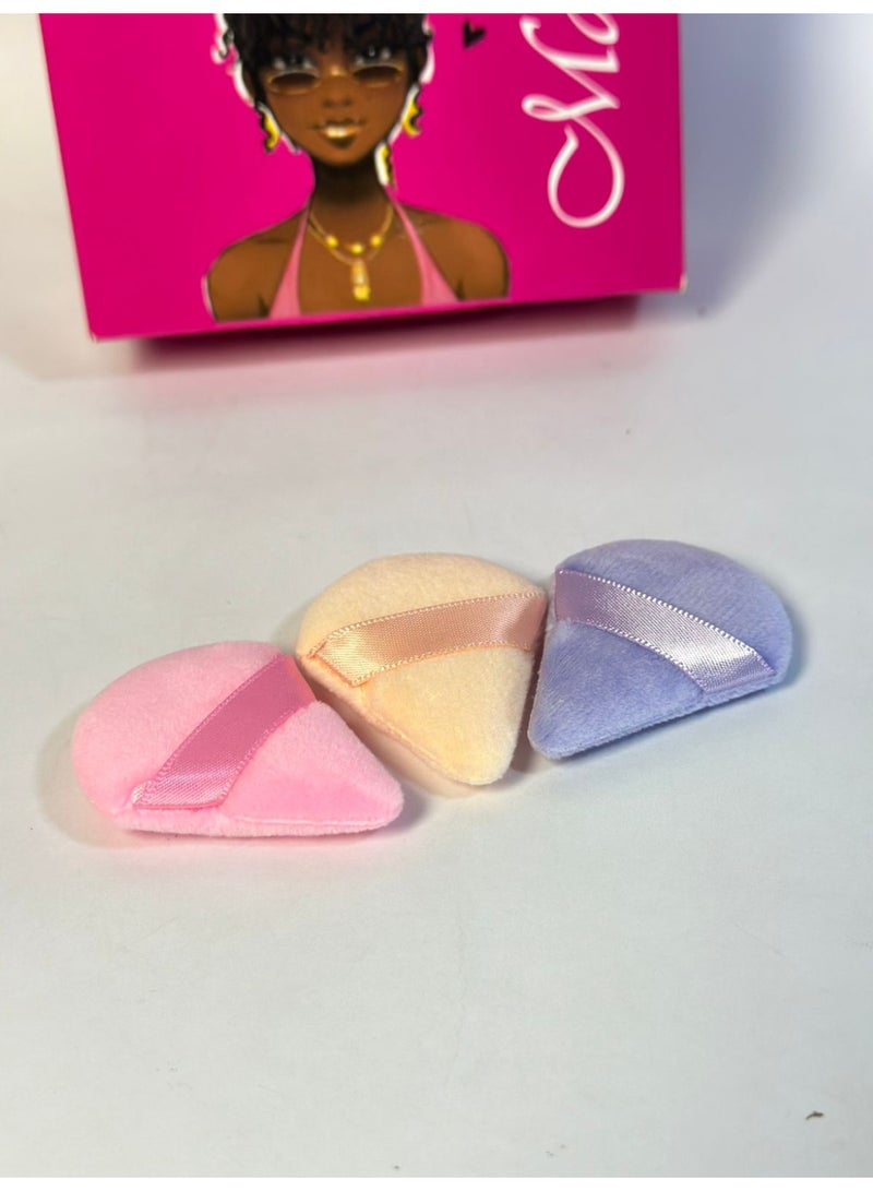 3 Pieces Triangle Powder Puff Face Multicolor Makeup for Loose Powder Soft Body Cosmetic Foundation Sponge Mineral Powder Wet Dry Makeup Tool Multicolour - Image 1