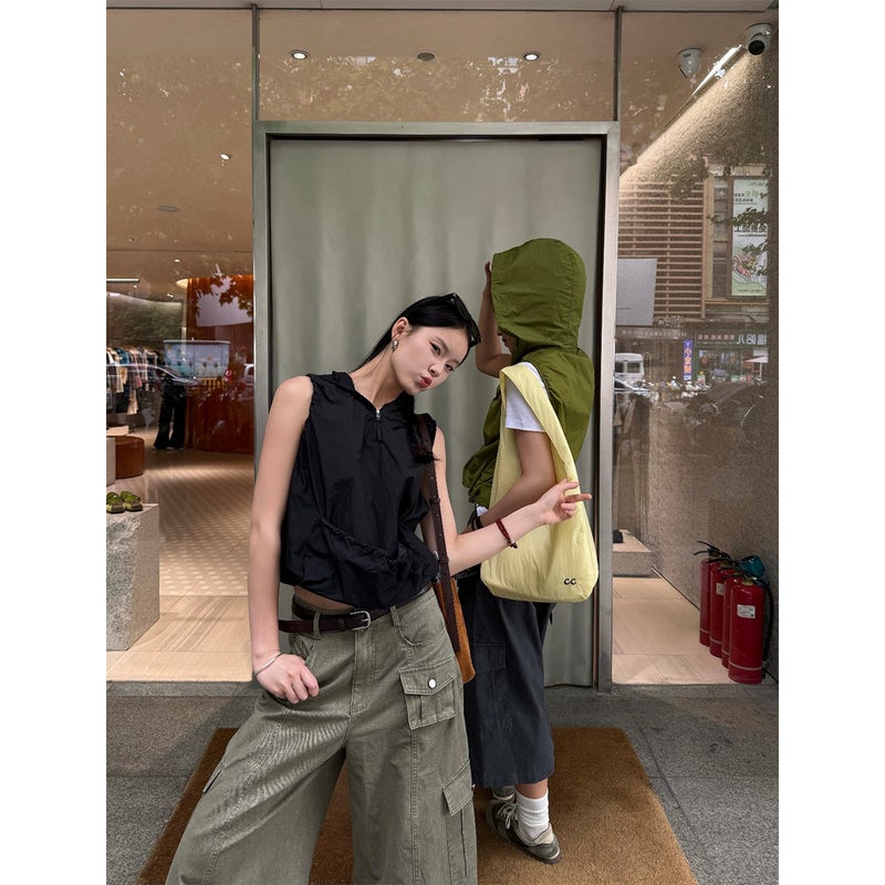 T-PLATFORM Women's Retro Multi-Pocket Cargo Cropped Pants - Image 4