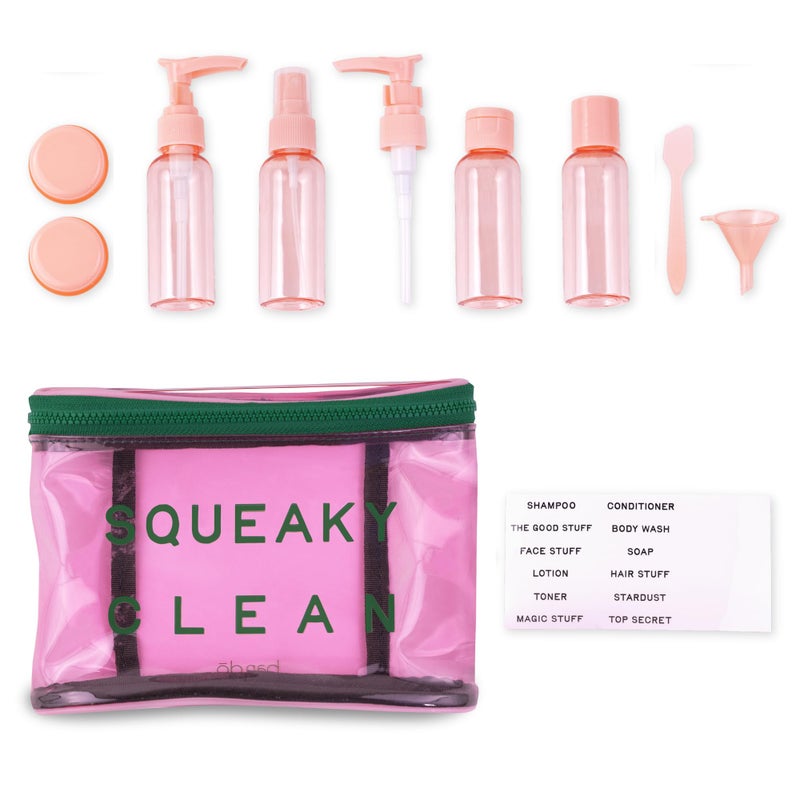 ban.do bando Travel Kit with 4 Plastic Bottles 2 Pots Label Sheet Accessories and PVC Zipper Pouch Squeaky Clean - Image 2