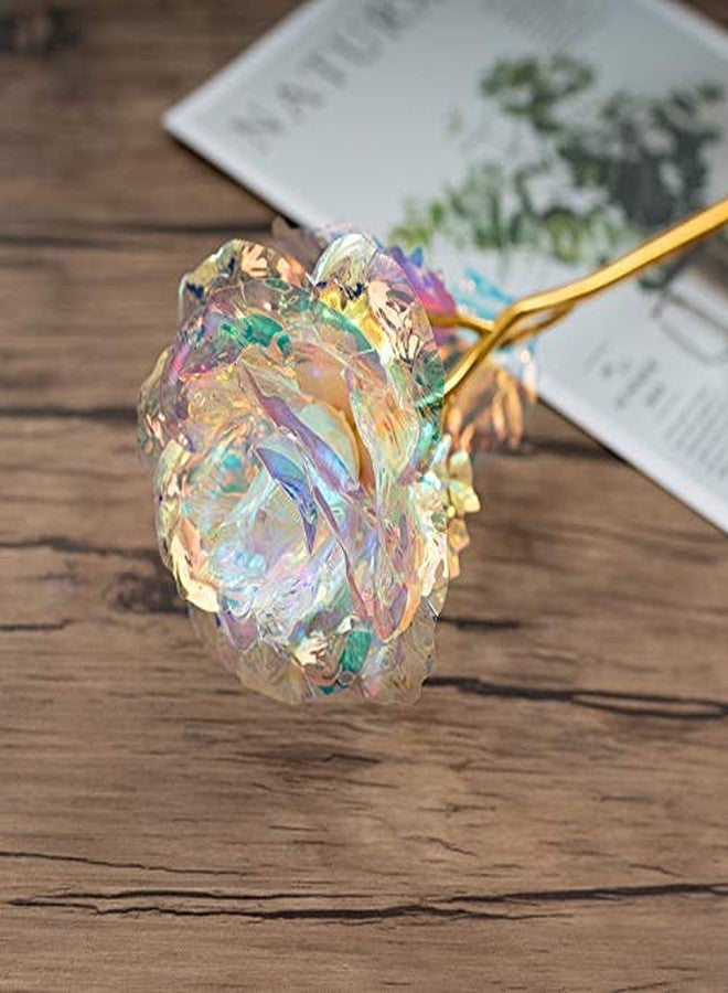 Warmtree 10 Pcs 24K Galaxy Rose Glass Flowers Colorful Gold Rose Artificial Flowers Best Gifts for Mother's Day Thanksgiving Valentine's Day Girl's Birthday Party - Image 4