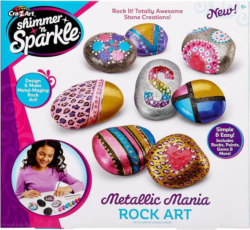 Cra-Z-Art Shimmer â€™n Sparkle Metallic Mania Rock Art DIY Kit for ages 6 and Up