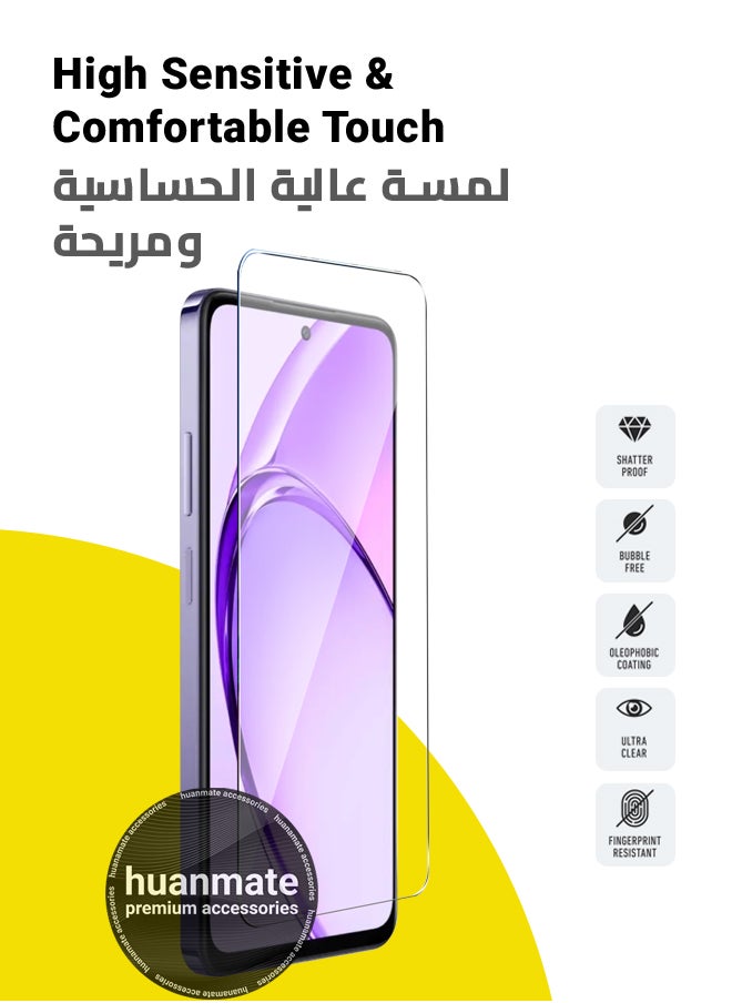 هووانميت - واقي شاشة لهاتف أوبو آيه 3 برو - زجاج مقسى، شفافية عالية، لمسة رقيقة، مضاد للانفجار، حواف مقوسة ناعمة، سهل التركيب، واقي شاشة لهاتف أوبو آيه 3 برو - Image 1