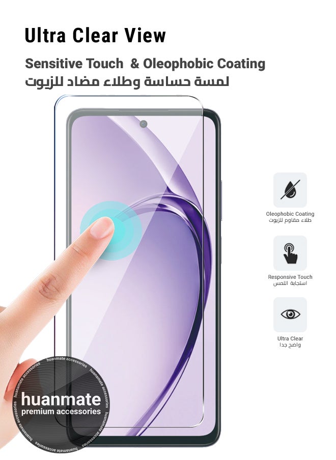 هووانميت - واقي شاشة لهاتف أوبو آيه 3 برو - زجاج مقسى، شفافية عالية، لمسة رقيقة، مضاد للانفجار، حواف مقوسة ناعمة، سهل التركيب، واقي شاشة لهاتف أوبو آيه 3 برو - Image 1