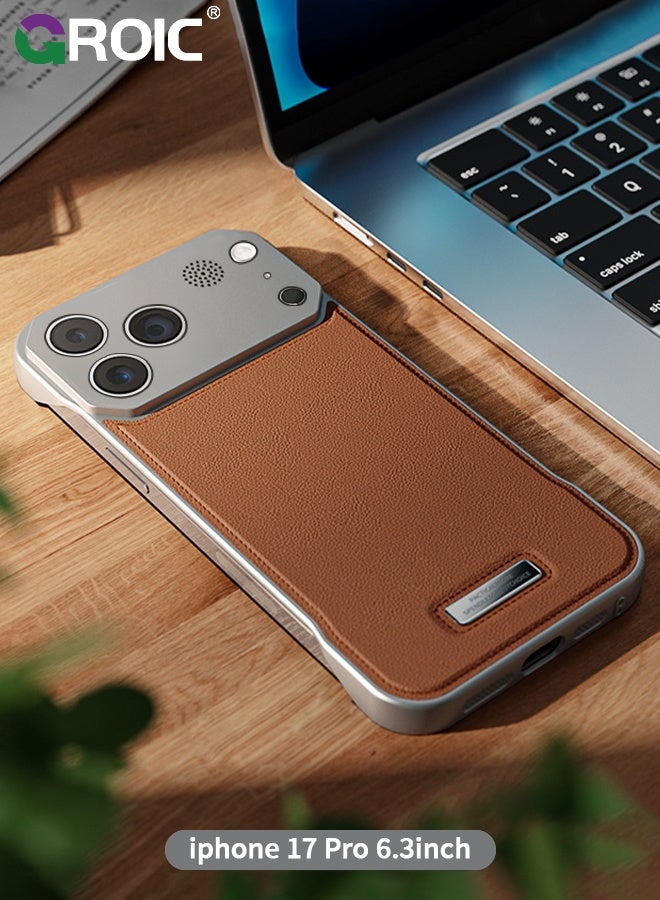 GROIC iPhone 17 Pro Case,Luxury Aromatherapy Pu Leather Magnetic Slim Phone Case,Magnetic iPhone 17 Pro Phone Cover,Frameless Minimalist Design iPhone 17 Pro Phone Shell 6.3inch - Image 1