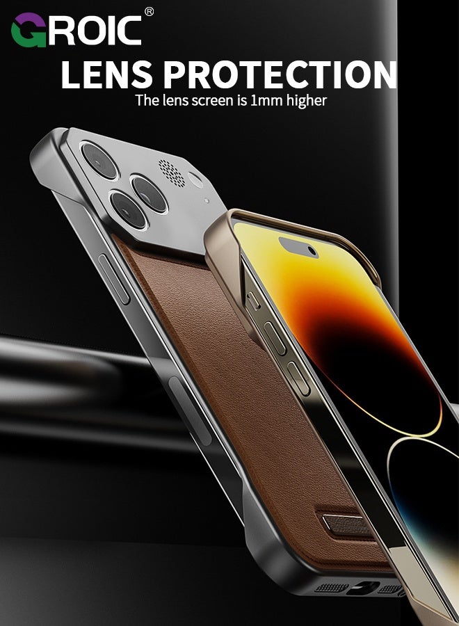 GROIC iPhone 17 Pro Case,Luxury Aromatherapy Pu Leather Magnetic Slim Phone Case,Magnetic iPhone 17 Pro Phone Cover,Frameless Minimalist Design iPhone 17 Pro Phone Shell 6.3inch - Image 5