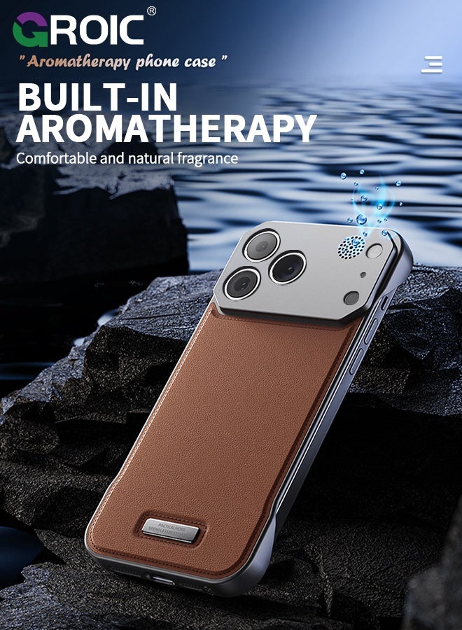 GROIC iPhone 17 Pro Case,Luxury Aromatherapy Pu Leather Magnetic Slim Phone Case,Magnetic iPhone 17 Pro Phone Cover,Frameless Minimalist Design iPhone 17 Pro Phone Shell 6.3inch - Image 3