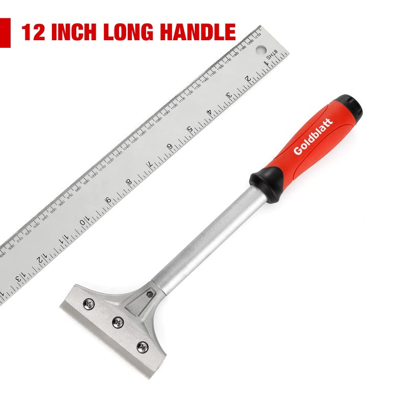 Goldblatt 2 Pieces Glass Scraper Set â€‹with 20-piece Blades - 4 Inch Industrial Floor Scraper Tool with Long-Handle, Heavy Duty Razor Holder for Cleaning Caulk, Paint, Glue on Glass, Tiles, Walls - Image 3