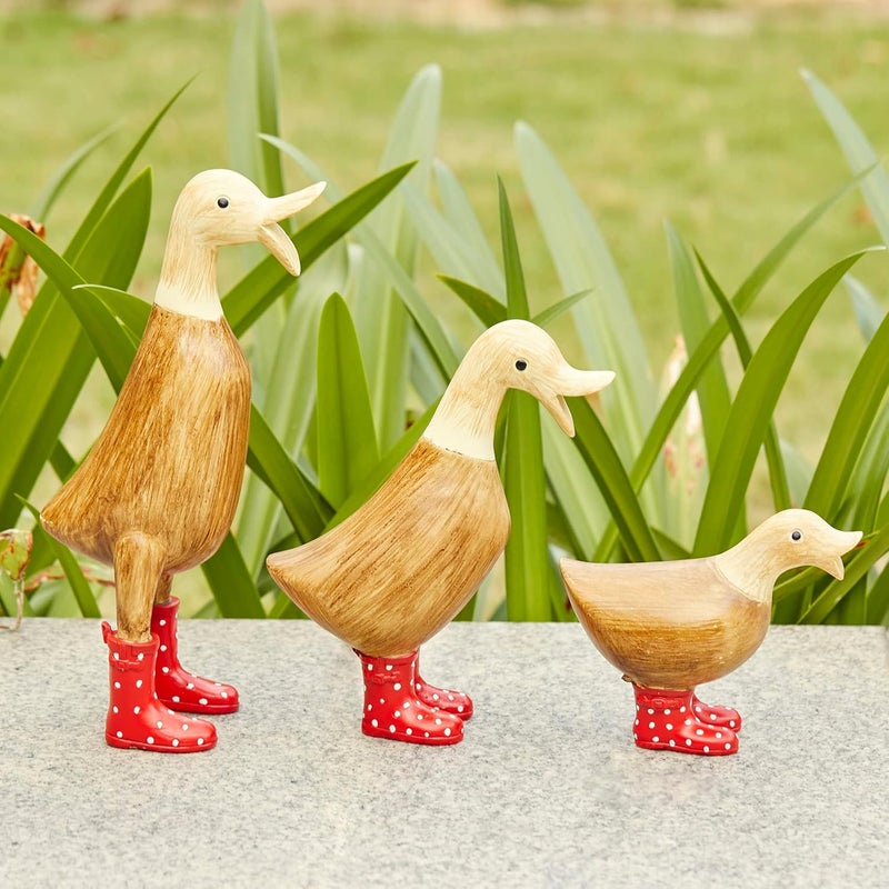 Gute Duck Yard Decorations Yard Art Garden Puddle Ducks with Spotted Wellies Boots - Single - Garden Decor Statues, Duck Figurine Statue - Waterproof Indoor & Outdoor Lawn Gnome Ornament (Large Duck) - Image 2