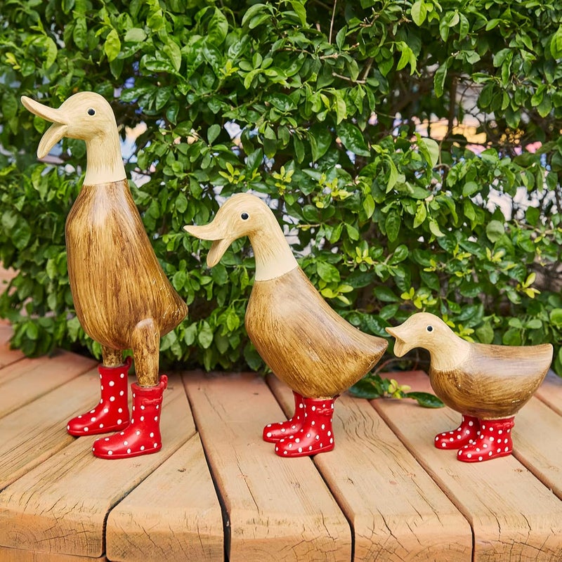 Gute Duck Yard Decorations Yard Art Garden Puddle Ducks with Spotted Wellies Boots - Single - Garden Decor Statues, Duck Figurine Statue - Waterproof Indoor & Outdoor Lawn Gnome Ornament (Large Duck) - Image 1