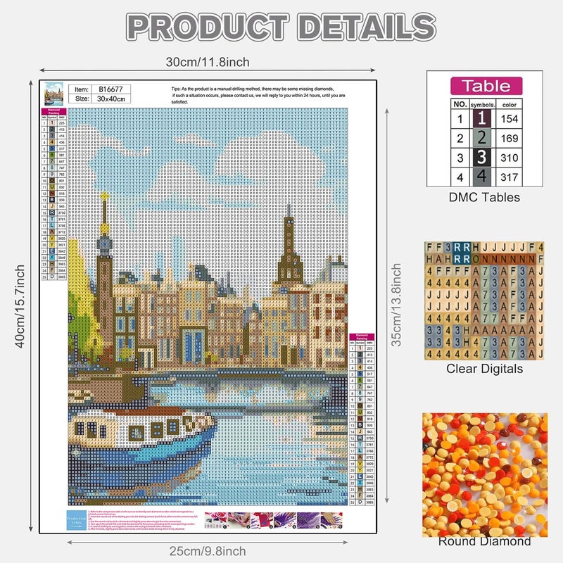 NEGEKFKX 6 Pack Scenery Diamond Art Kits for Adults Beginners,Landscape Diamond Painting Kits for Adults,5D Full Drill DIY Diamond Dot Gem Art Kit Wall Home Decor Arts Craft 16x12 inch - Image 5