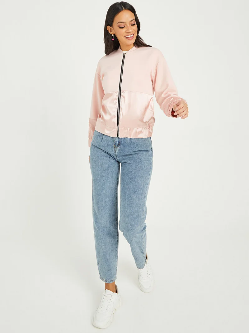 Styli Zip Through Long Sleeves Regular Length Bomber Jacket