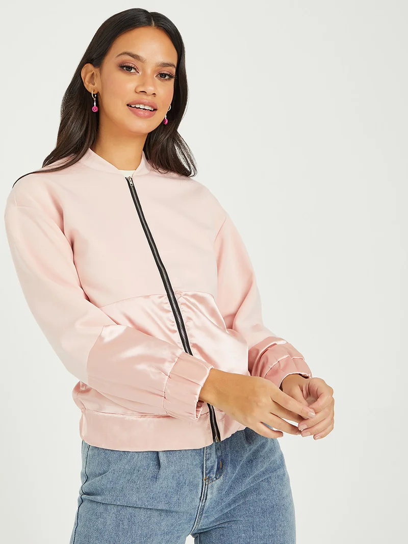 Styli Zip Through Long Sleeves Regular Length Bomber Jacket