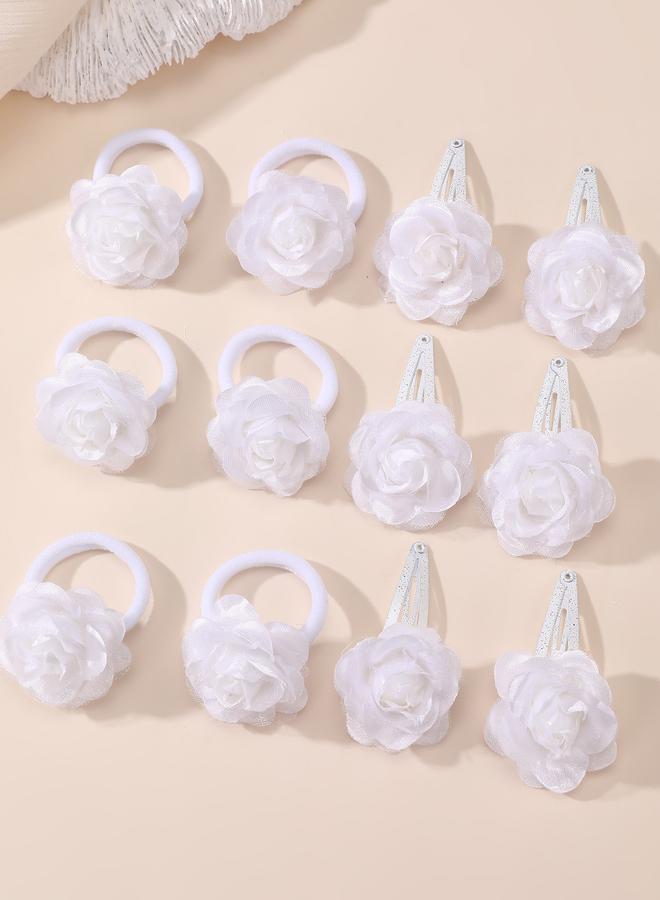 Take Two Set of 12 - Flower Hair Ties and Clip - Image 5