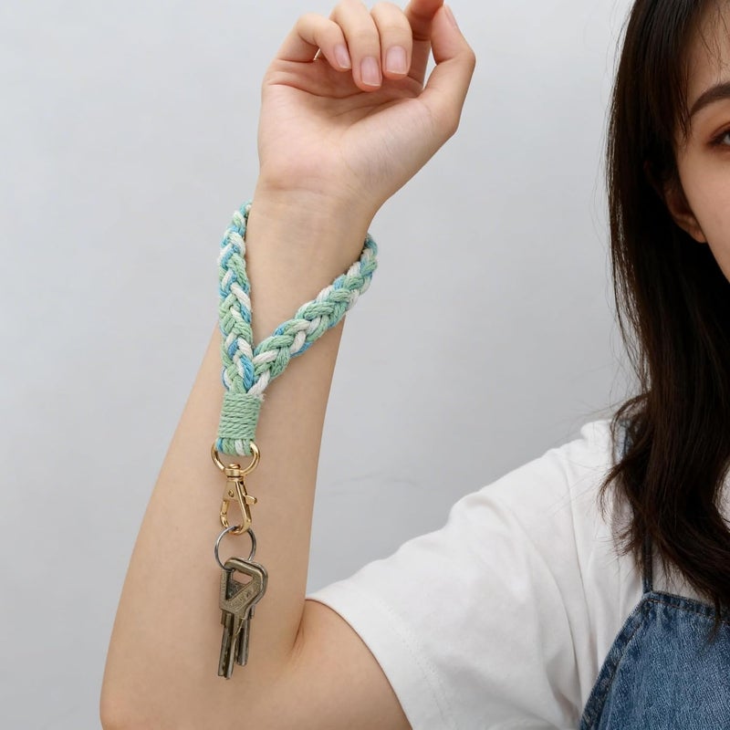 Moydolo Macrame Boho Keychain Bracelet Holder Handmade Keychain Wristlet Key Chain Wrist Lanyard for Women Girls - Image 3