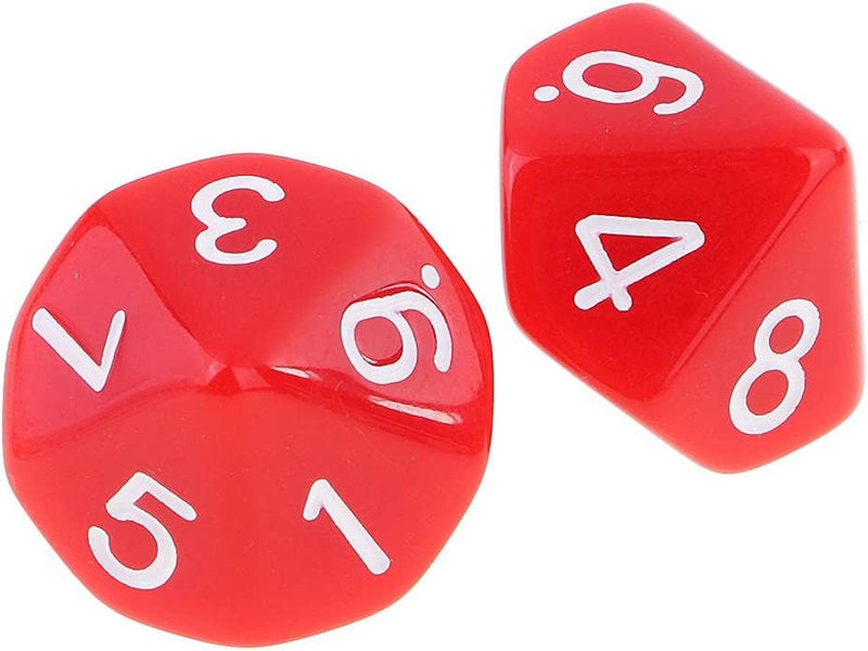 klarakoSet of 10 Acrylic 10klarakosided Dice D10 klarakoRed, 16mm - Image 3