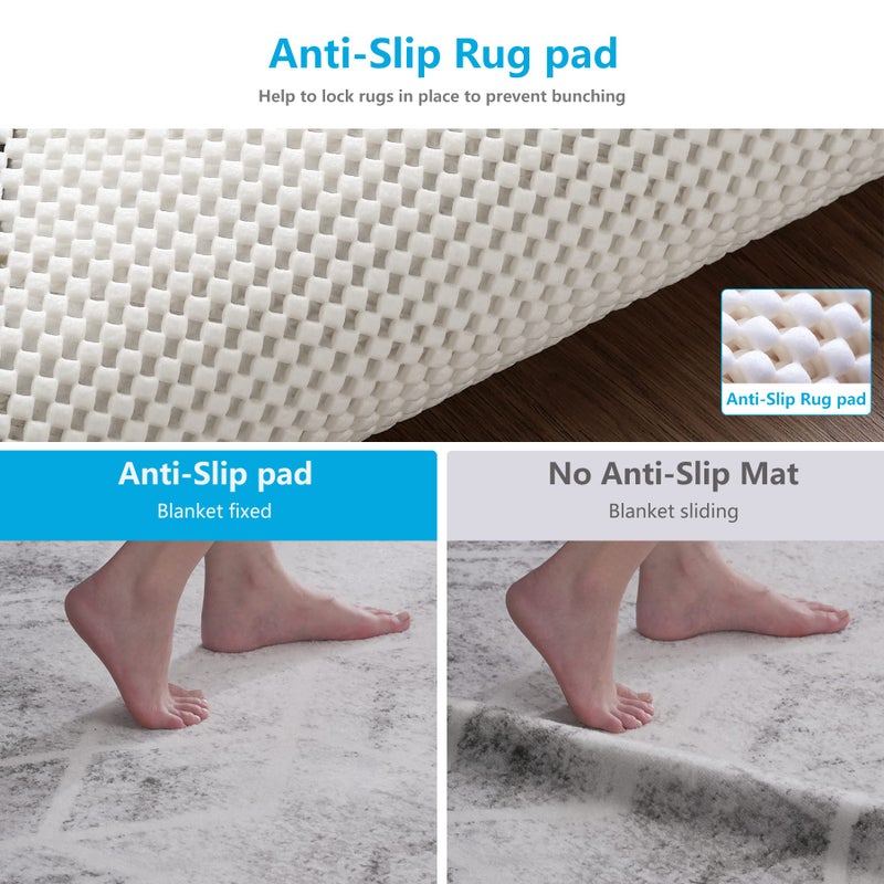 TJWODO Non Slip Area Rug Pads Non Skid Rug Gripper 2x4 Feet Extra Thick Pad Anti-Slip Carpet Rug Mats for Hardwood Surface Floors, Keep Rugs Safe and in Place (2 x 4 Ft) - Image 3