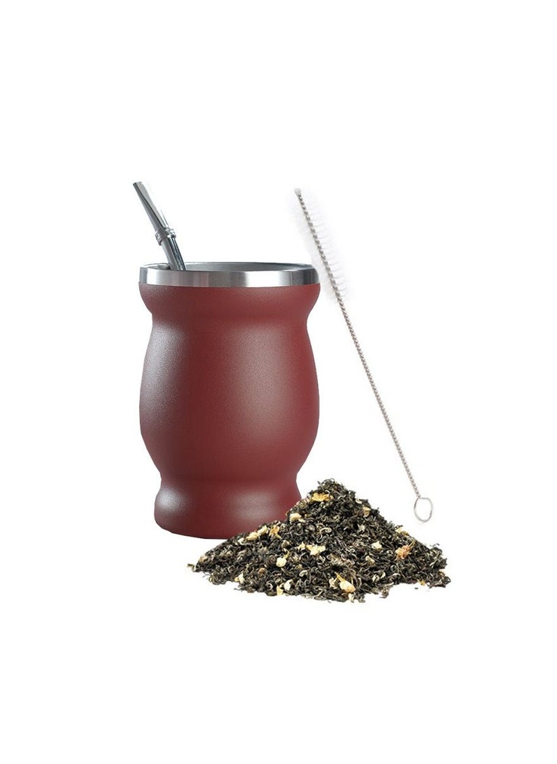 Generic - Yerba Mate Tea Cup, Stainless Steel Double Walled Easy Wash Household Insulation Cup, Mate Gourds for Yerba Mate Loose Leaf Drinking with Bombilla Straw, 230 Ml - Image 1