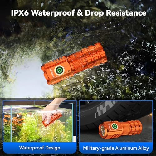 UNROEVS XC06 Mini Flashlight Rechargeable,Pocket Flashlight with Magnet,Super Bright Small Compact Flashlight,5 Modes EDC Flashlight for Camping,Emergency. (1, Orange) - Image 5
