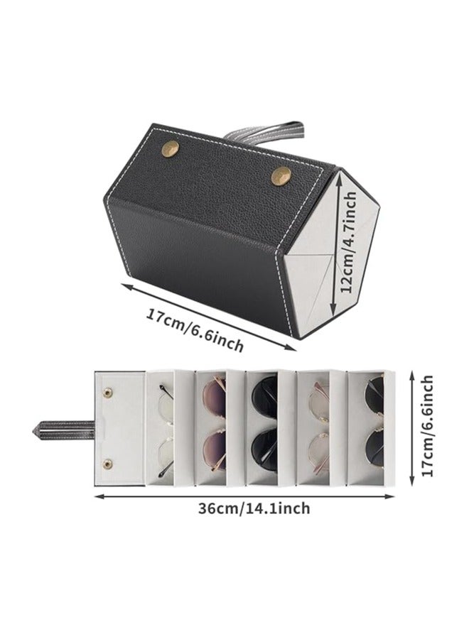 حقيبة سفر للنظارات الشمسية، منظم نظارات قابل للطي بخمس فتحات، صندوق تخزين معلق للنساء والرجال - Image 2