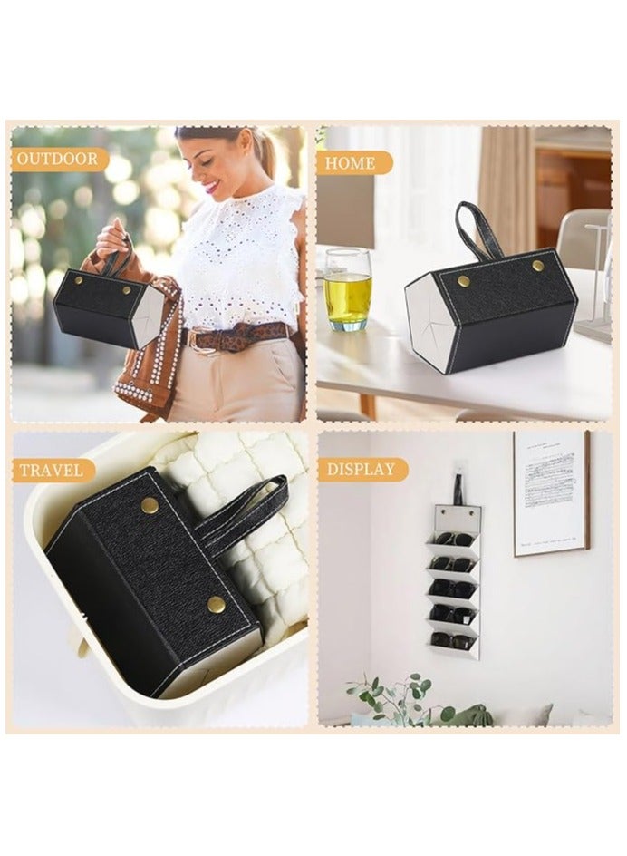 حقيبة سفر للنظارات الشمسية، منظم نظارات قابل للطي بخمس فتحات، صندوق تخزين معلق للنساء والرجال - Image 3