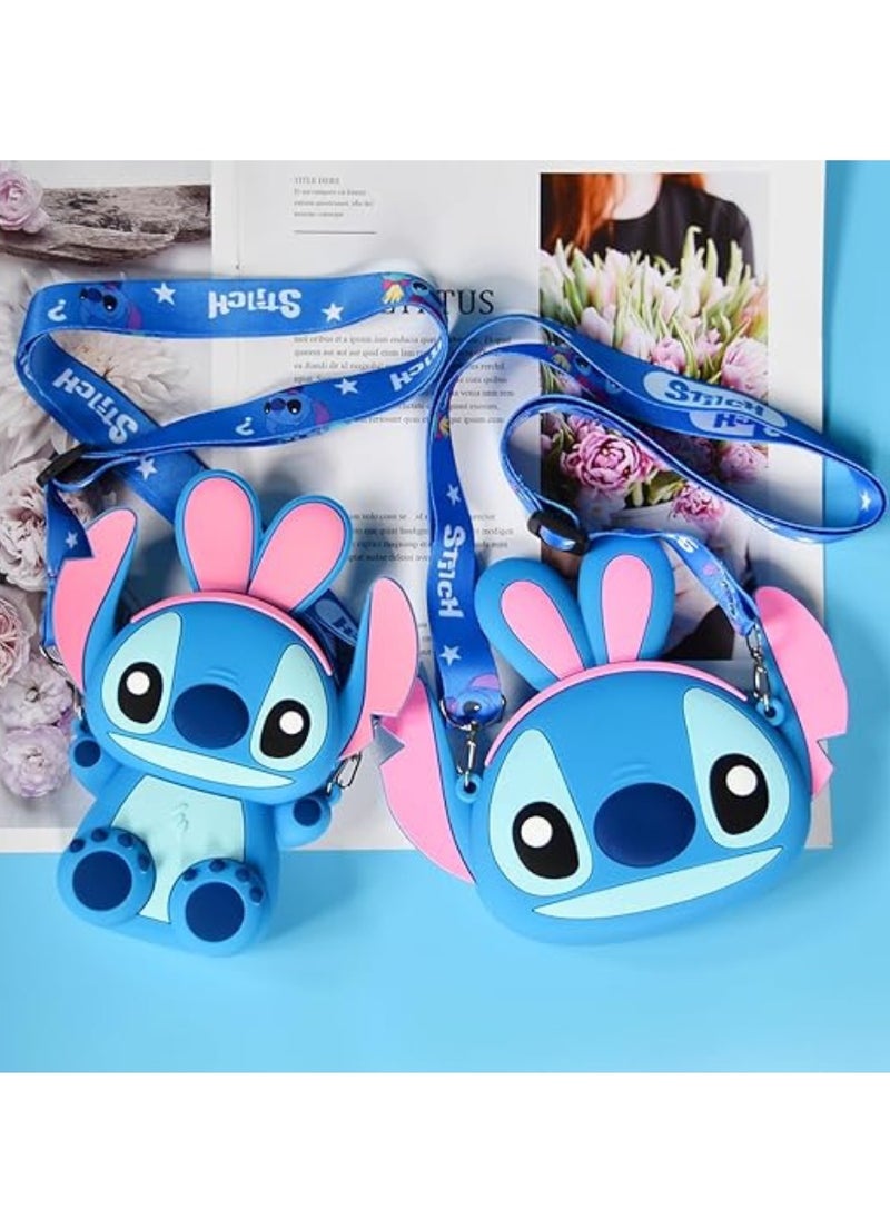 Generic INNSIT Cross Stitch Bag with Adjustable Shoulder Strap, Cute Anime Design Zipper Handbag, Purse for Students, Teens, Girls, Boys - Blue 