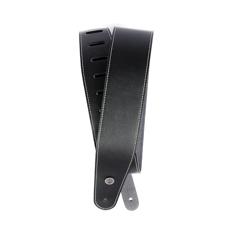 Planet Waves D'Addario Planet Waves 2.5 Inches Classic Leather Guitar Strap W Stitching - Black - Image 1