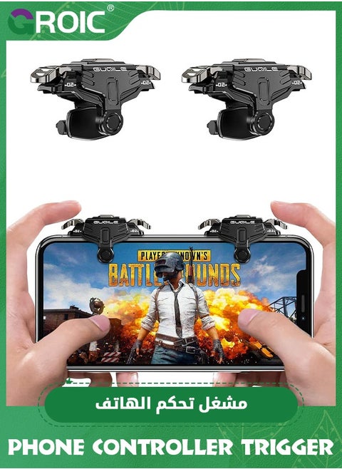 Black PUBG Game Controller Trigger for Mobile, Upgrade Version PUBG Mobile Trigger Double Sensitive Aim & Shoot Gaming Keys Buttons for Rules of Survival/PUBG Triggers for All Smartphone