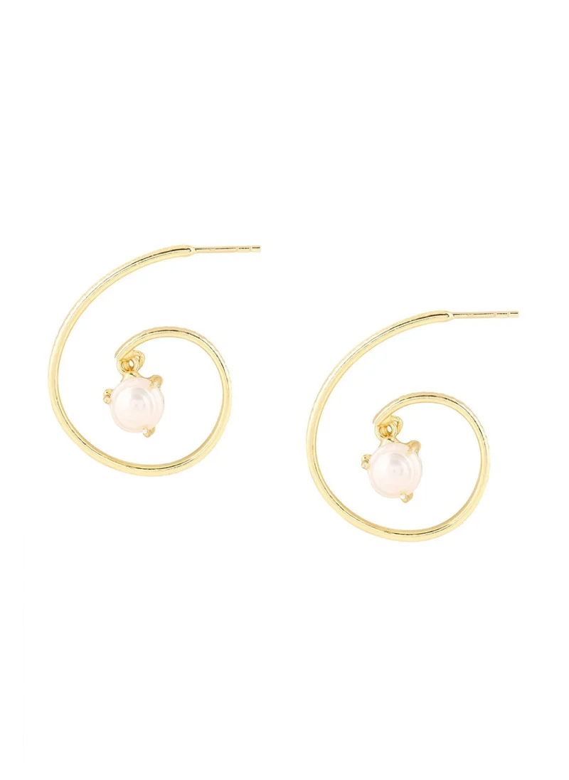 برياسي Plated Pearl Beaded Hoop Earrings