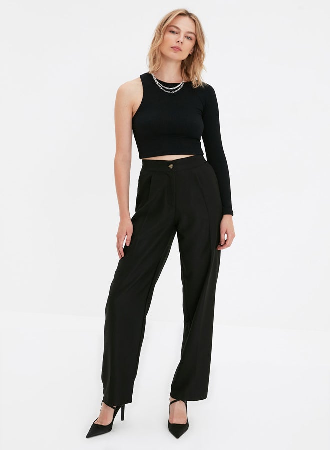 trendyol Black Straight Cut Woven Fabric Trousers - Image 4