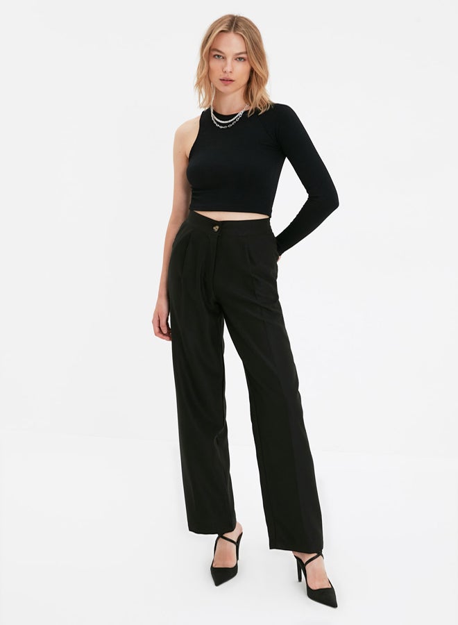 trendyol Black Straight Cut Woven Fabric Trousers - Image 2