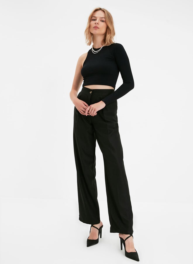 trendyol Black Straight Cut Woven Fabric Trousers - Image 3