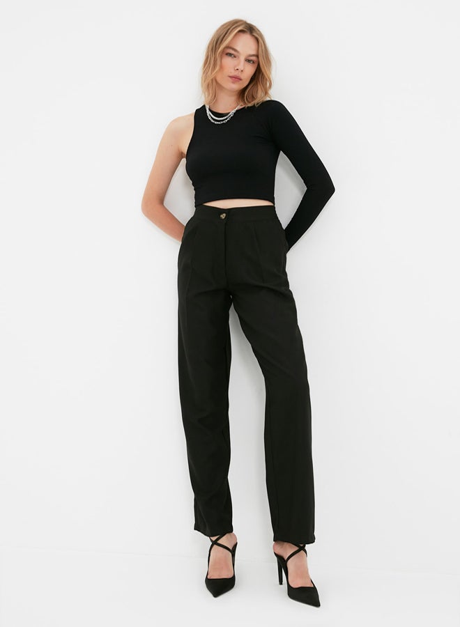 trendyol Black Straight Cut Woven Fabric Trousers - Image 1