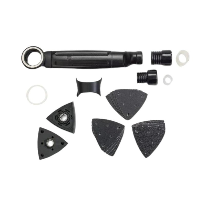 Fein Dust Extraction Set - Includes (2) Backing Pads, Extraction Hood with Suction Tube, (2) Adapters and (15) Perforated Assorted Grit Sanding Sheets - 92602092000