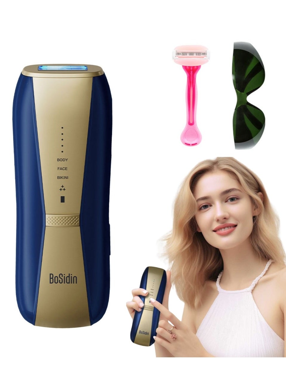 BoSidin Hair Laser Removal Machine Unlimited with Cooling for Men and Women 