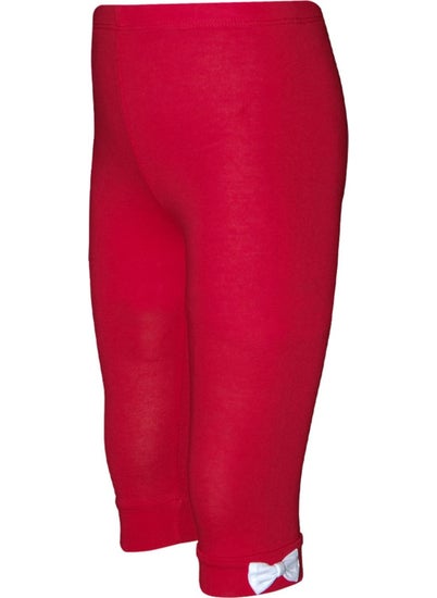 Lovetti Red Basic Girl Bow Knee-Length Leggings Capri 