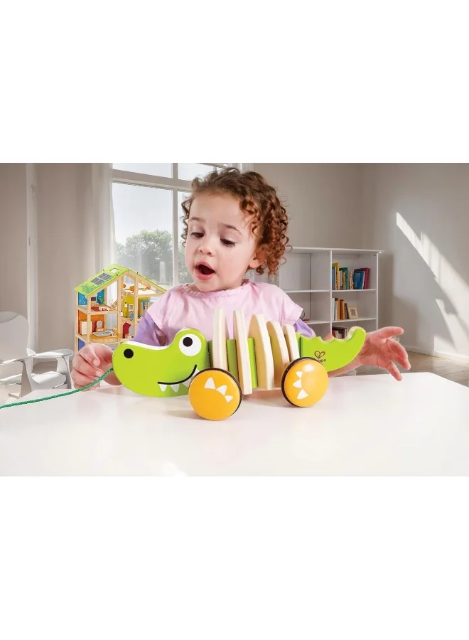 Hape Walk-A-Long Crocodile Pull Toy For Toddlers | Wooden Montessori Toy For Walking | Interactive Animal Design | Boosts Coordination, Balance, And Creativity | Durable, Bright Colors, Ages 12+Months