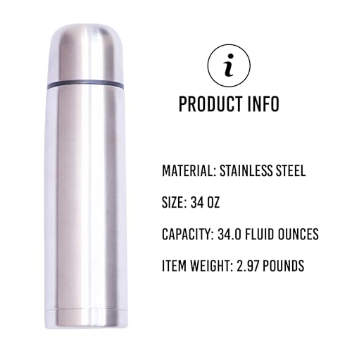 Fijoo Best Stainless Steel Coffee Thermo, BPA Free, New Triple Wall Insulated, Hot & Cold for Hours. (34 OZ/1000ML) - Image 5