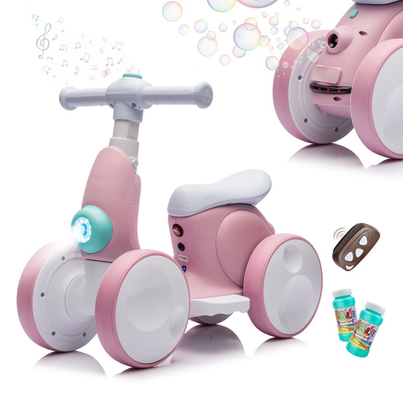 JoyRydz 6V Electric Baby Balance Bike with Bubble Machine4 in 1 Toddler Balance Bike wRemote Control for 1 Year Old Boys Girls Kids Bubble Bike Ride on Toys wPowered MotorMusicLED Lights Pink - Image 2