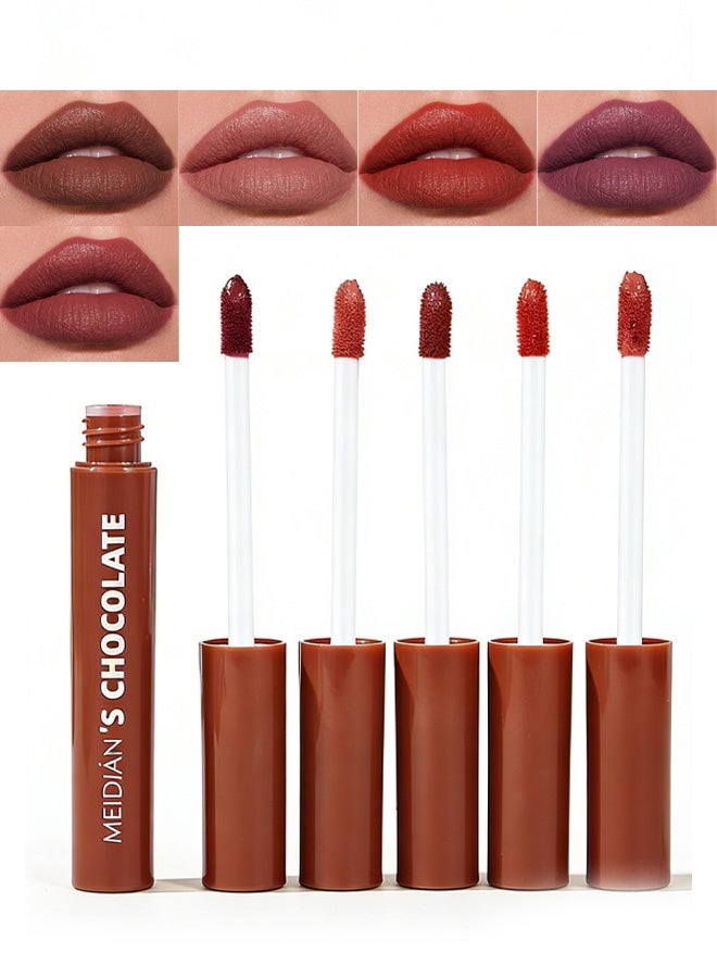 Meidián Chocolate Lips Glaze, Long Lasting Waterproof Smooth Matte Finish Chocolate Lips Glaze, Lip Color Nourishing Smooth Lipstick  #03 - Image 1