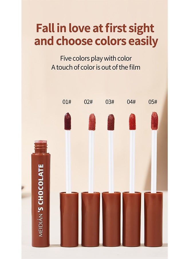 Meidián Chocolate Lips Glaze, Long Lasting Waterproof Smooth Matte Finish Chocolate Lips Glaze, Lip Color Nourishing Smooth Lipstick  #03 - Image 3